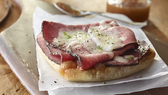 Open Faced Apple Butter Pastrami Sandwich Hormel Foodservice