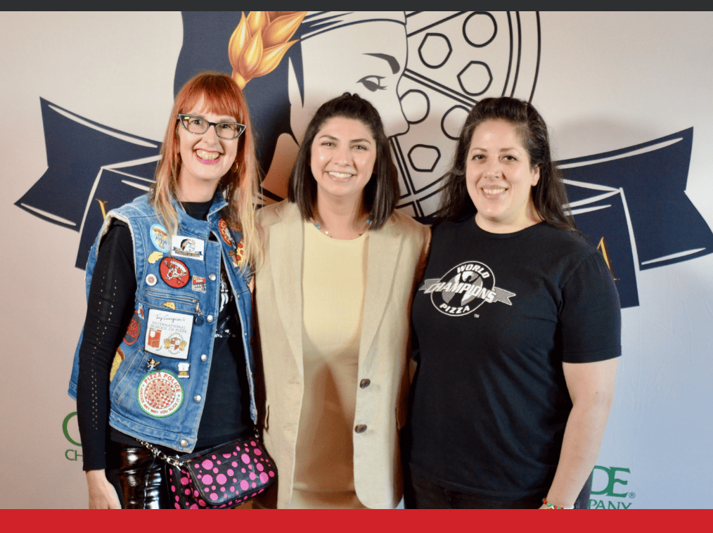 three women representing the Women in Pizza organization