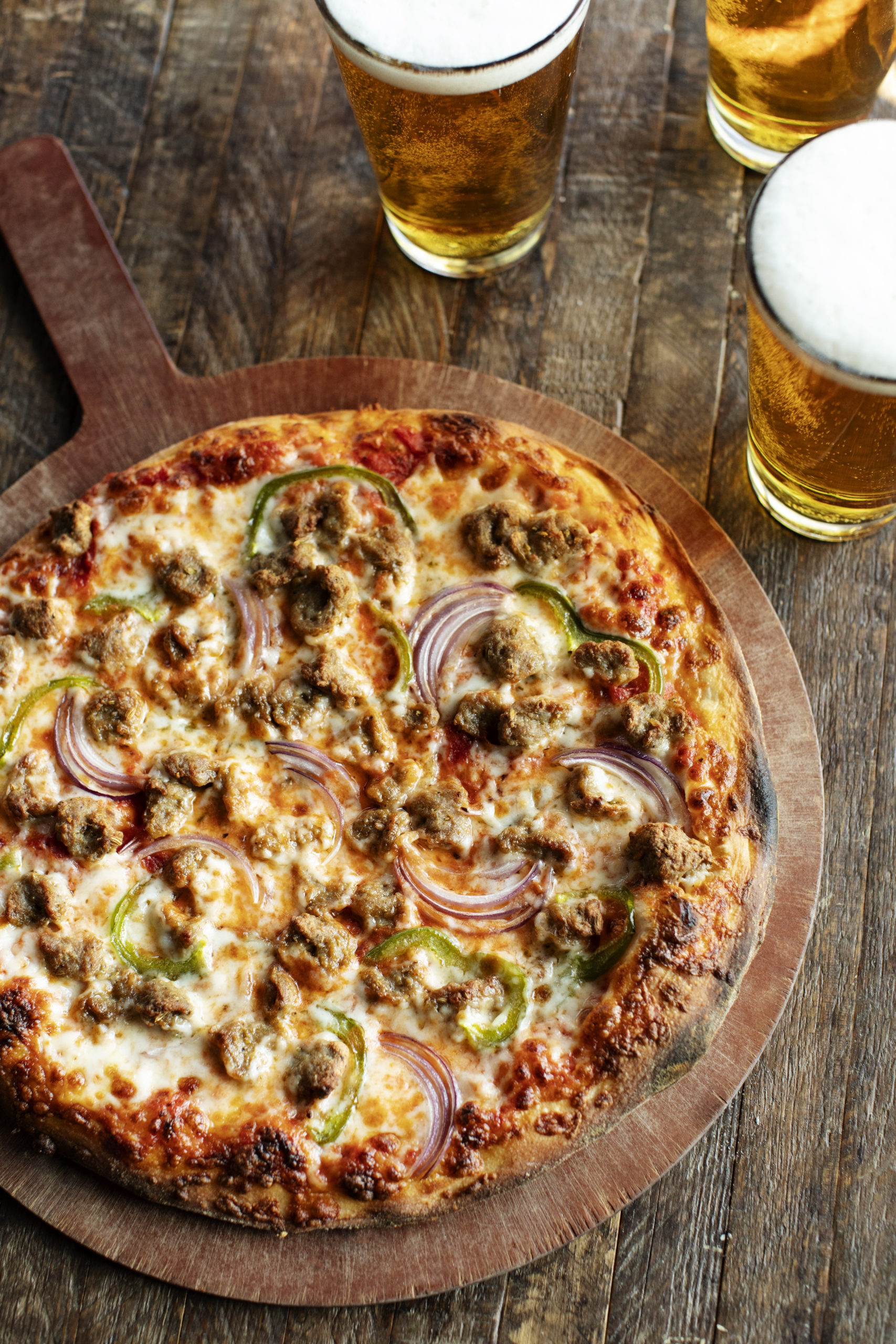 Spicy Sausage, Pepper & Onion Pizza