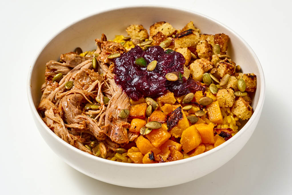 Autumn Turkey Barbacoa Bowl with Yellow Rice