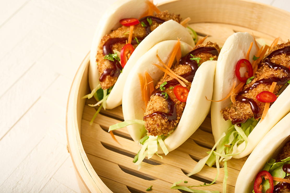 FLASH-180 Battered 3 Oz Chicken Breast Fried Chicken Bao Buns